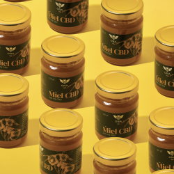 Plusieurs pots de miel de CBD